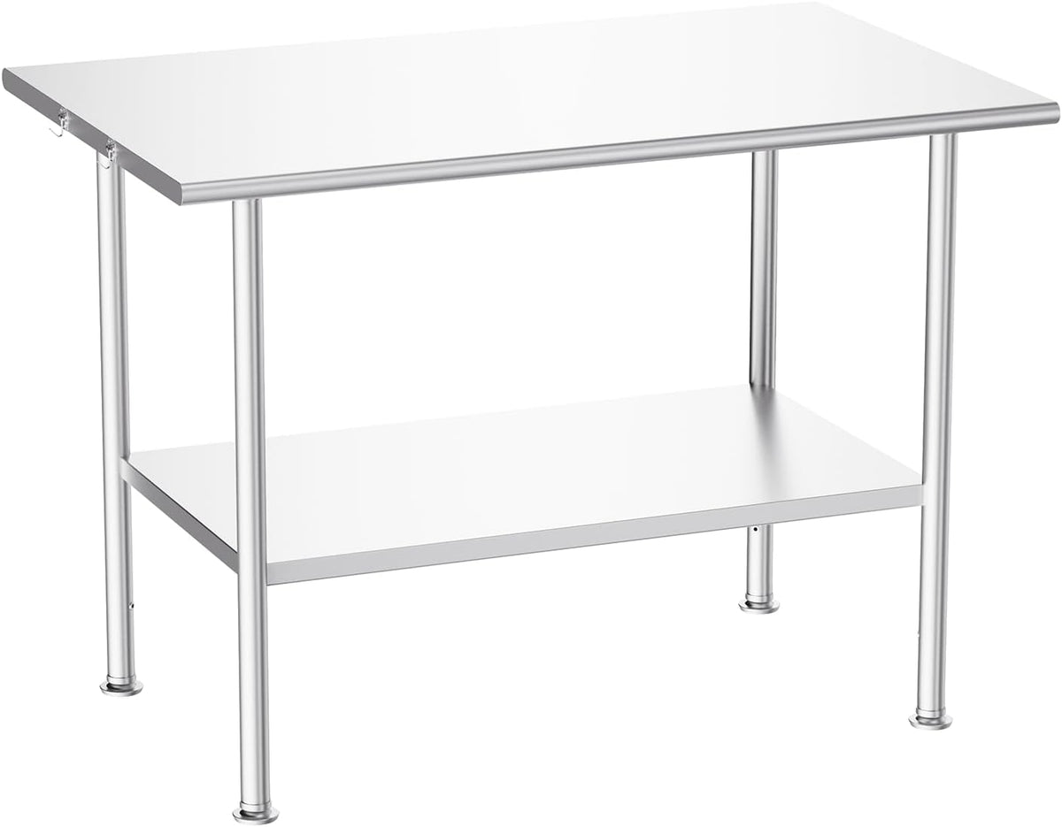 NSF Stainless Steel Prep Table 30X48 inch, Rounded Flat Top