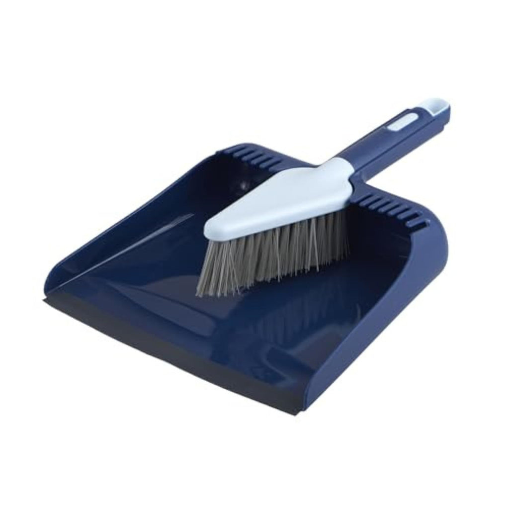 Wayclean Handheld Angled, Medium, Grey Dustpan and Brush Set, Green and Taupe