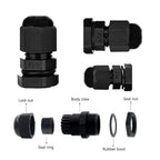 Long Thread Nylon Cable Gland Waterproof Adjustable 3-13mm Cable Connectors PG7 PG9 PG11 PG13.5 PG16 Plastic Cable Gland Joints Wire Protectors IP68 Plastic Cord Grip - 10Pack