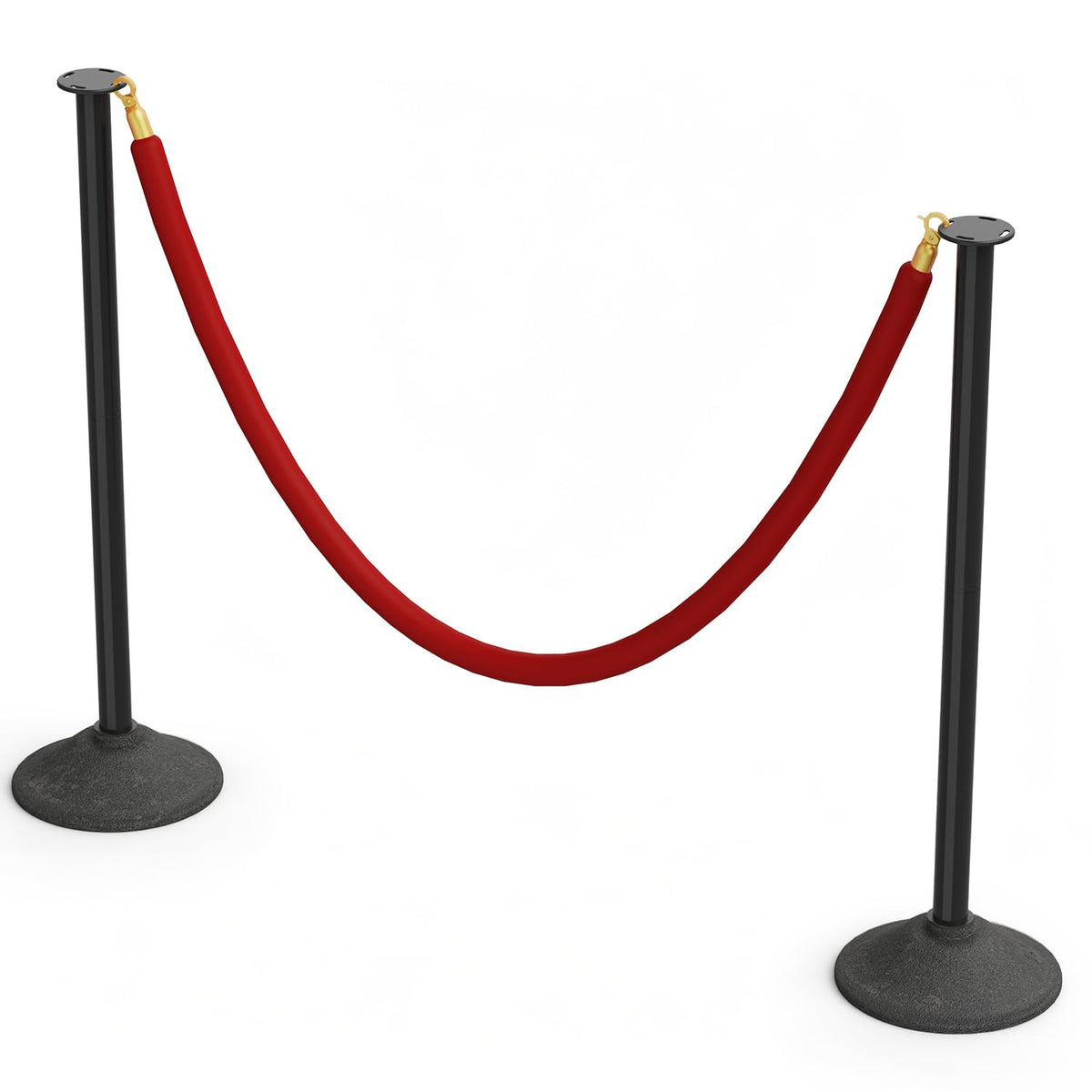 Stanchions Post with Red Velvet Ropes, Weighted Base, 34", 2 PCS