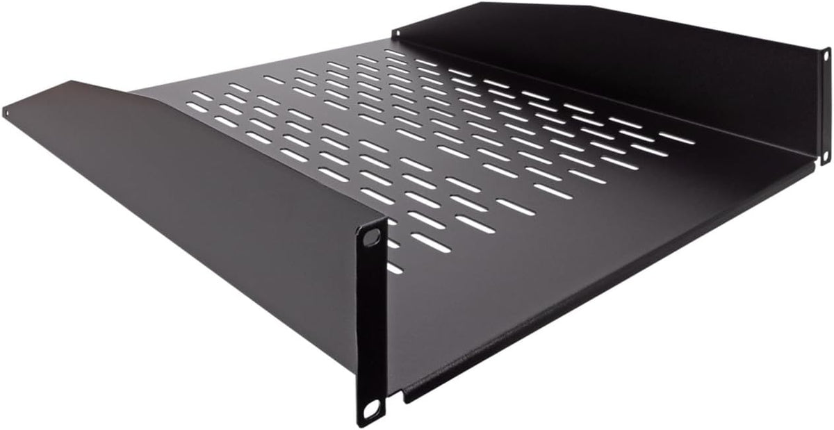 NavePoint 2U 19-Inch Universal Vented Rack Mount Cantilever Fixed Server Cabinet Shelf 18-Inches Deep Black