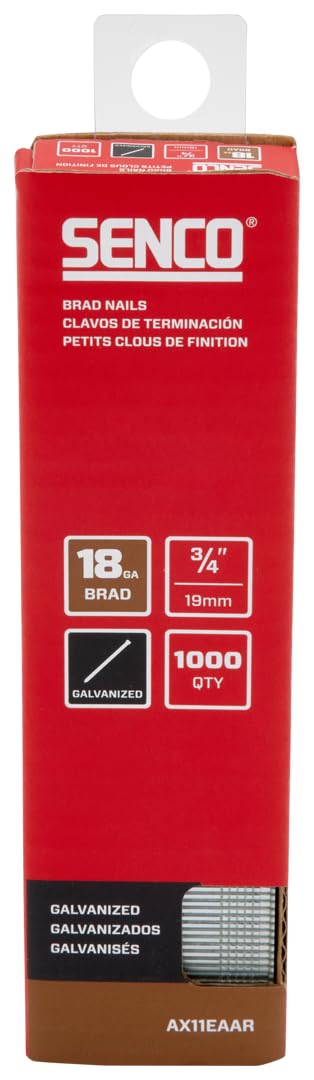 AX11EAAR 3/4" 18 Gauge Brad Nails, Galvanized Finish, Collated 1,000 Count Pack