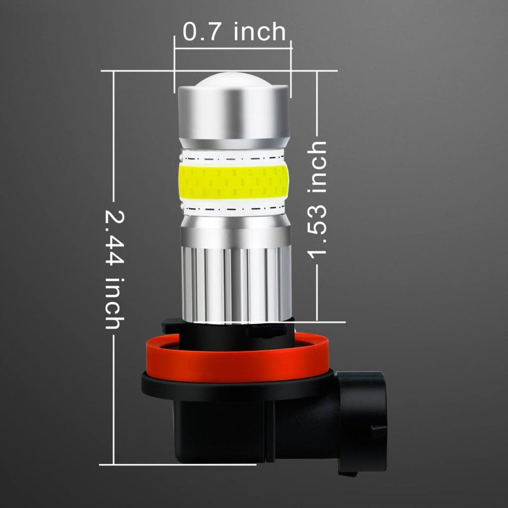 2800lm H8 H11 LED Fog Lights Bulbs, 6500K Xenon White H16 Replacement Xtreme Super Bright COB-72 SMD Cars Trucks