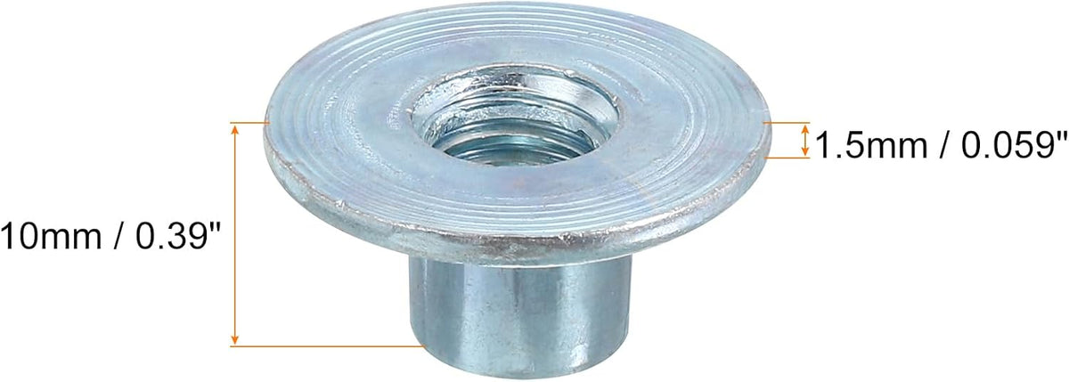 uxcell M8 T-Nuts, 24pcs Carbon Steel Tee Nut Round Base Weld Nuts