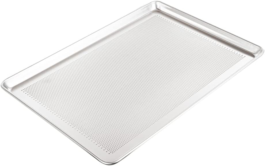 2-Piece Perforated Aluminum Baking Sheet Set - Met Lux Half & Full Size Sheet Pans, Heavy Duty, Even Airflow