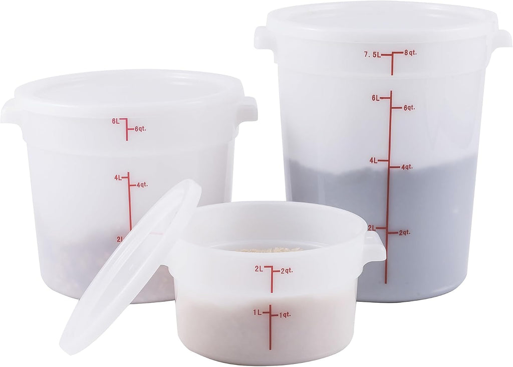 6 qt White Round Food Storage Plastic Container