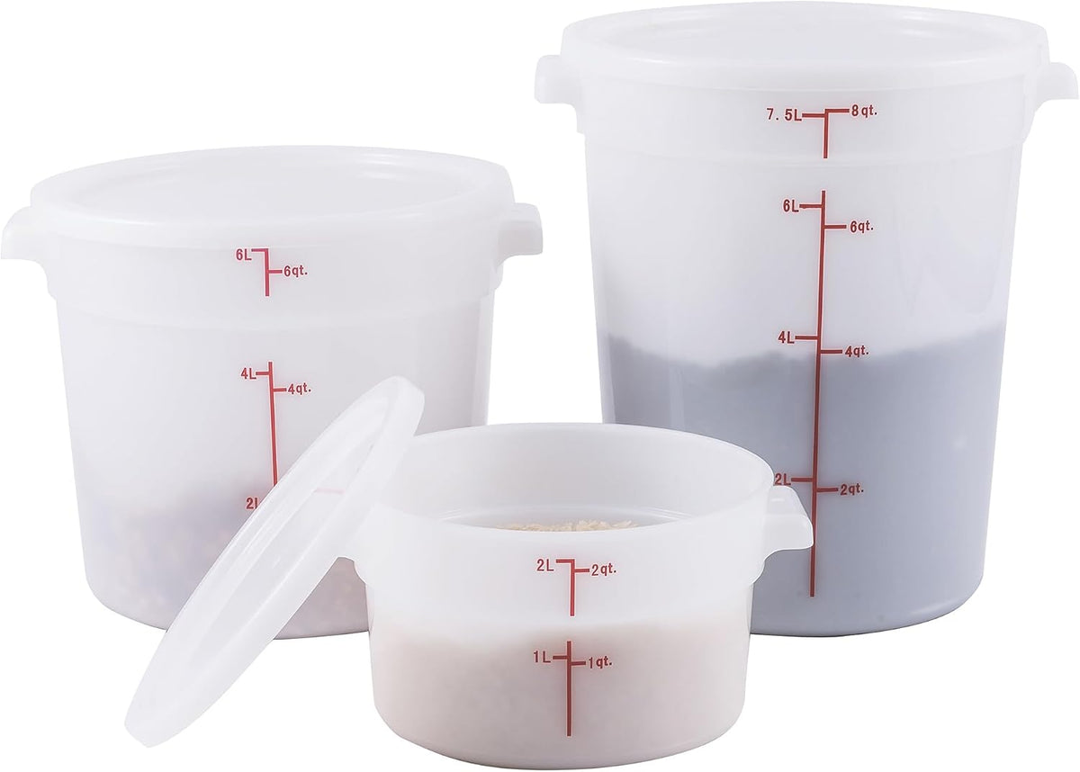 6 qt White Round Food Storage Plastic Container