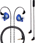 Bsinger Pro in Ear Monitor Headphones,Dual-Driver IEM Earbuds (Blue) | Secure Fit IEM with Portable Case for Beginner