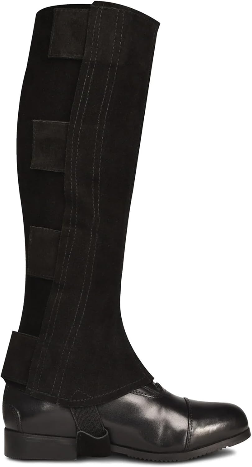 Women's EZE Tab Suede Half Chaps - Adjustable Equestrian Horseback Riding Protective Gaiters with 4 Hook & Loop Tabs