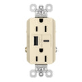 Legrand 15 Amp TR Spec Grade Outlet USB Type A/C Light Almond 1Pack