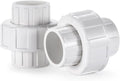 1-1/4" PVC Union Coupling Pipe Fitting,1-1/4" PVC Slip Union Schedule 40, PVC Adapter(Socket x Socket), built-in EPDM O-Ring, White (2 Pack ）