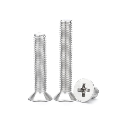 #8 x 1-1/4'' (30 Pack) Flat Head Machine Screw, Phillips Drive, 304 Stainless Steel 18-8, Bright Finish, Fully