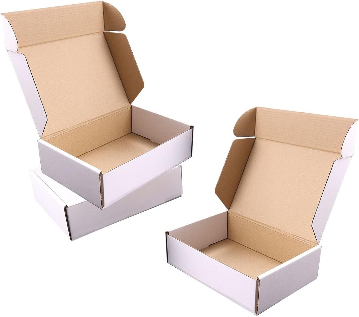 Shipping Boxes, 5Pcs White 9x6x4in Corrugated Cardboard Box