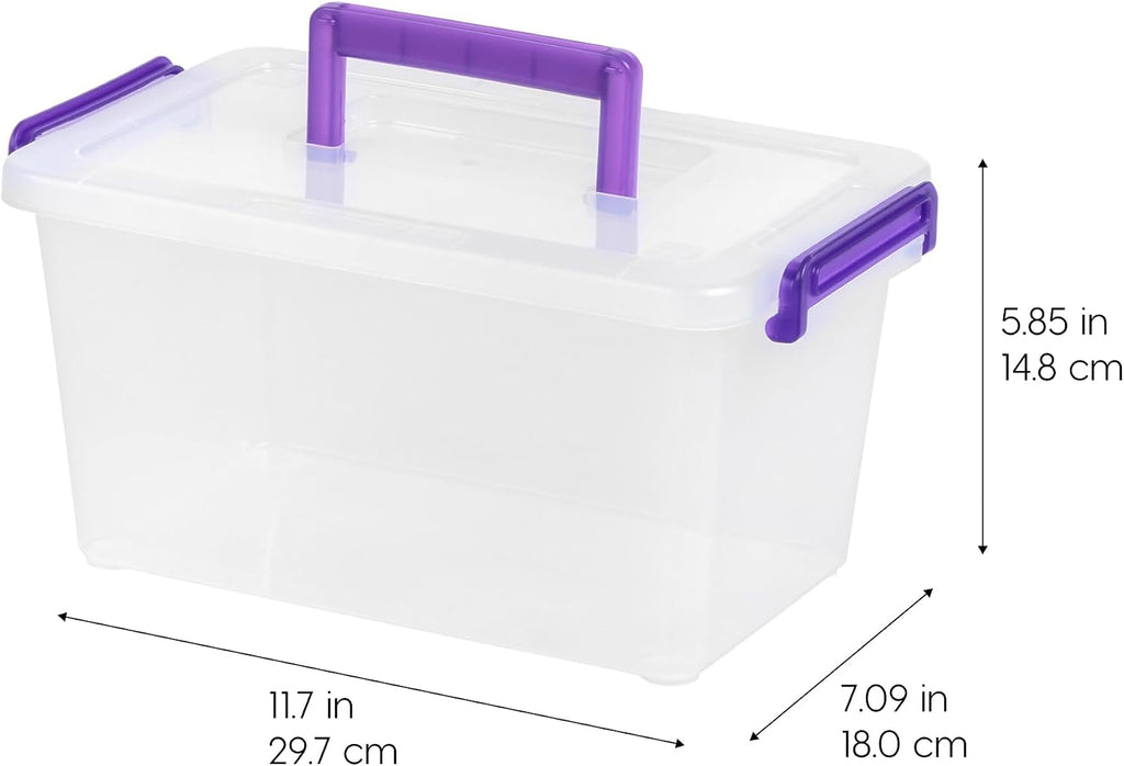 5 Qt. Plastic Craft Storage Container Bins with Lids, 6 Pack, Small Art & Office Supply Organizer Tote, Sensory Bins