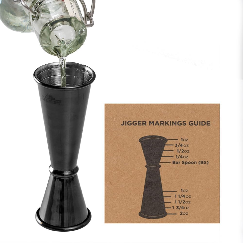 Premium Japanese Jigger, with 8 Measurements Inside, Professional and Heavy-Duty, 304 Stainless Steel Cocktail Double