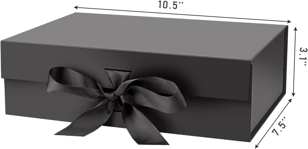 5-Pack Black Gift Boxes with Lid for Presents 10.5x7.5x3.1 Inches