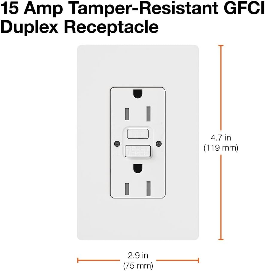 Lutron 15 Amp Tamper-Resistant GFCI Duplex Receptacle in Black