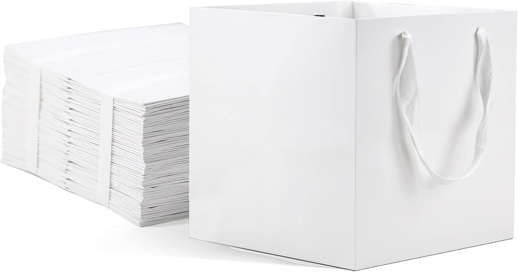 Large White Gift Bags with Handles, 12 Pack, 10x10x10 IN