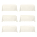6 Pack Ivory Tablecloths 90x156 Inch for 8ft Rectangle Tables