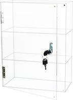 3 Shelf Locking Display Case with Key, Acrylic Countertop Cabinet | Clear dustproof lockable showcase, vitrinas para