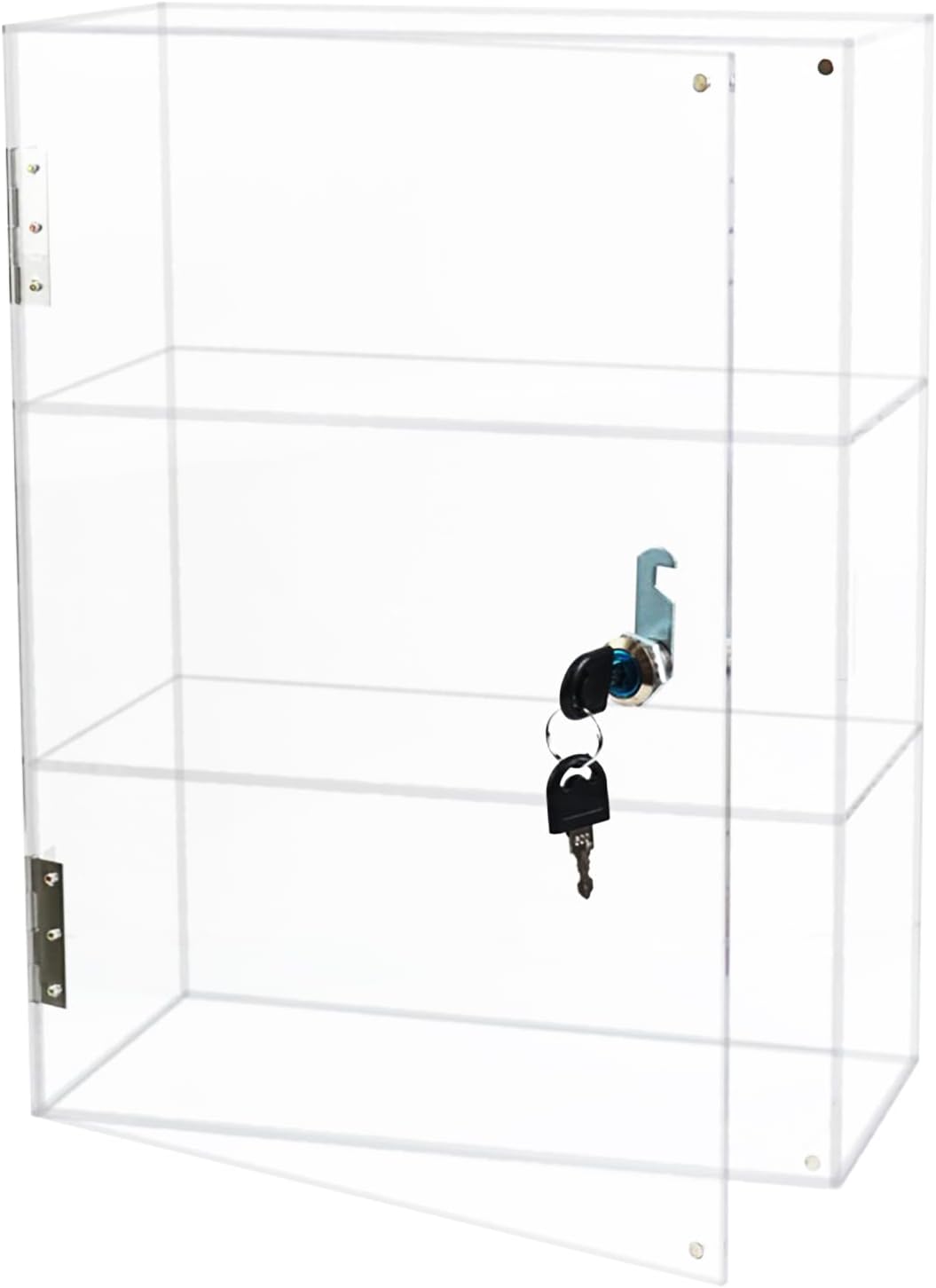 3 Shelf Locking Display Case with Key, Acrylic Countertop Cabinet | Clear dustproof lockable showcase, vitrinas para