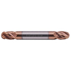 5/16" 4 Flute Solid Carbide Ball Nose End Mill, Double End, TiSiN Coated