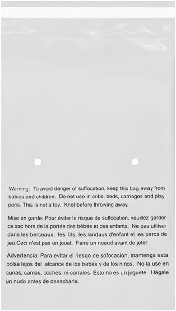 24” X 36” (30 Count) Self Seal Clear Poly Bags with Suffocation Warning for Packaging, Shipping - Permanent Adhesive