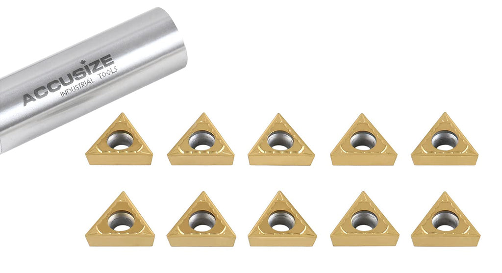 Accusize TCMT32.51 Carbide Insert, TiN Coated, 3/8 in I.C, 10 Pack