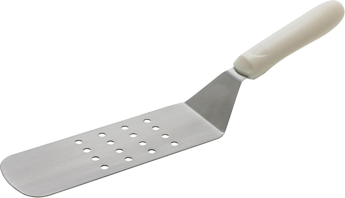 8" x 3" White Perforated Griddle Turner for Steaks and Burgers