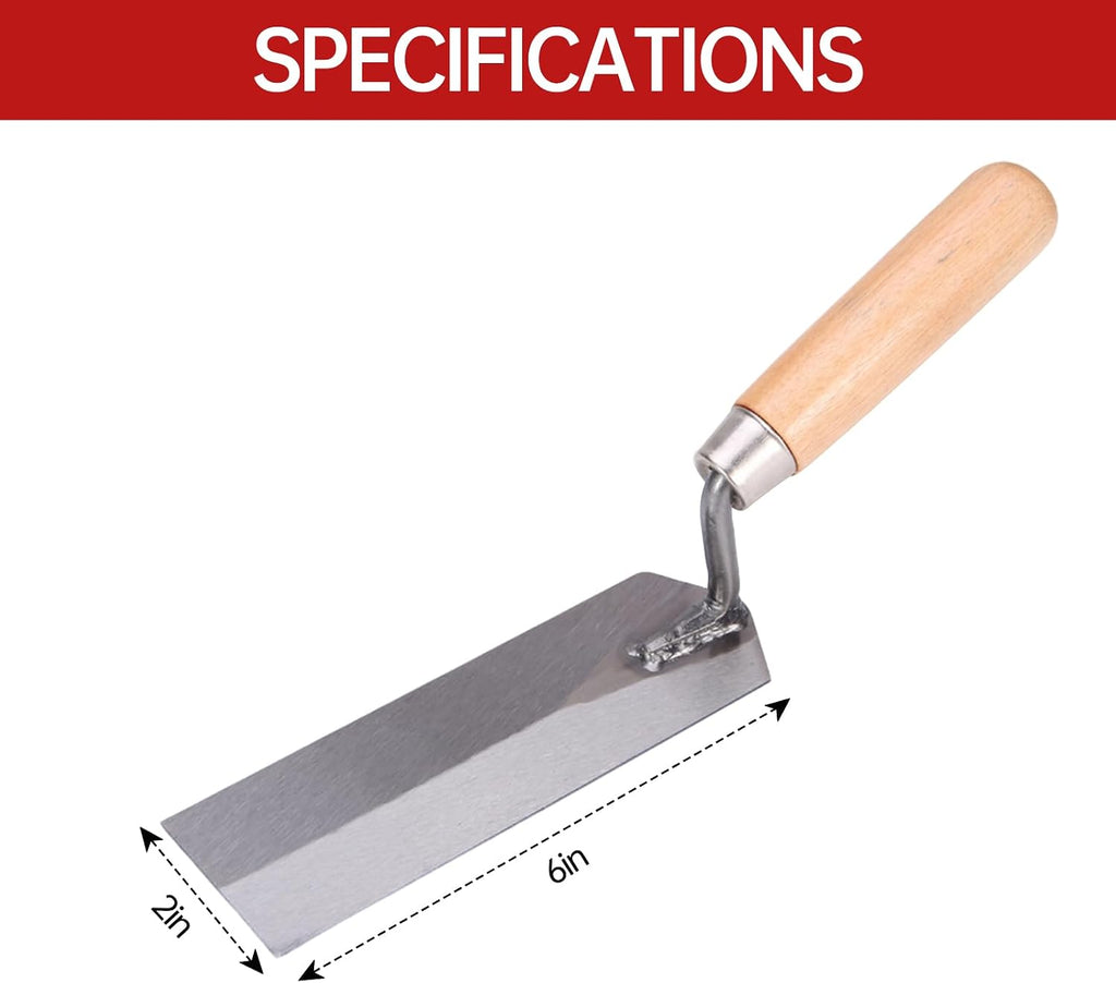 2-Piece Masonry Margin Trowel Set – 5" x 2" & 6" x 2" Carbon Steel Blades, Wood Handles, Concrete Trowel for Masonry