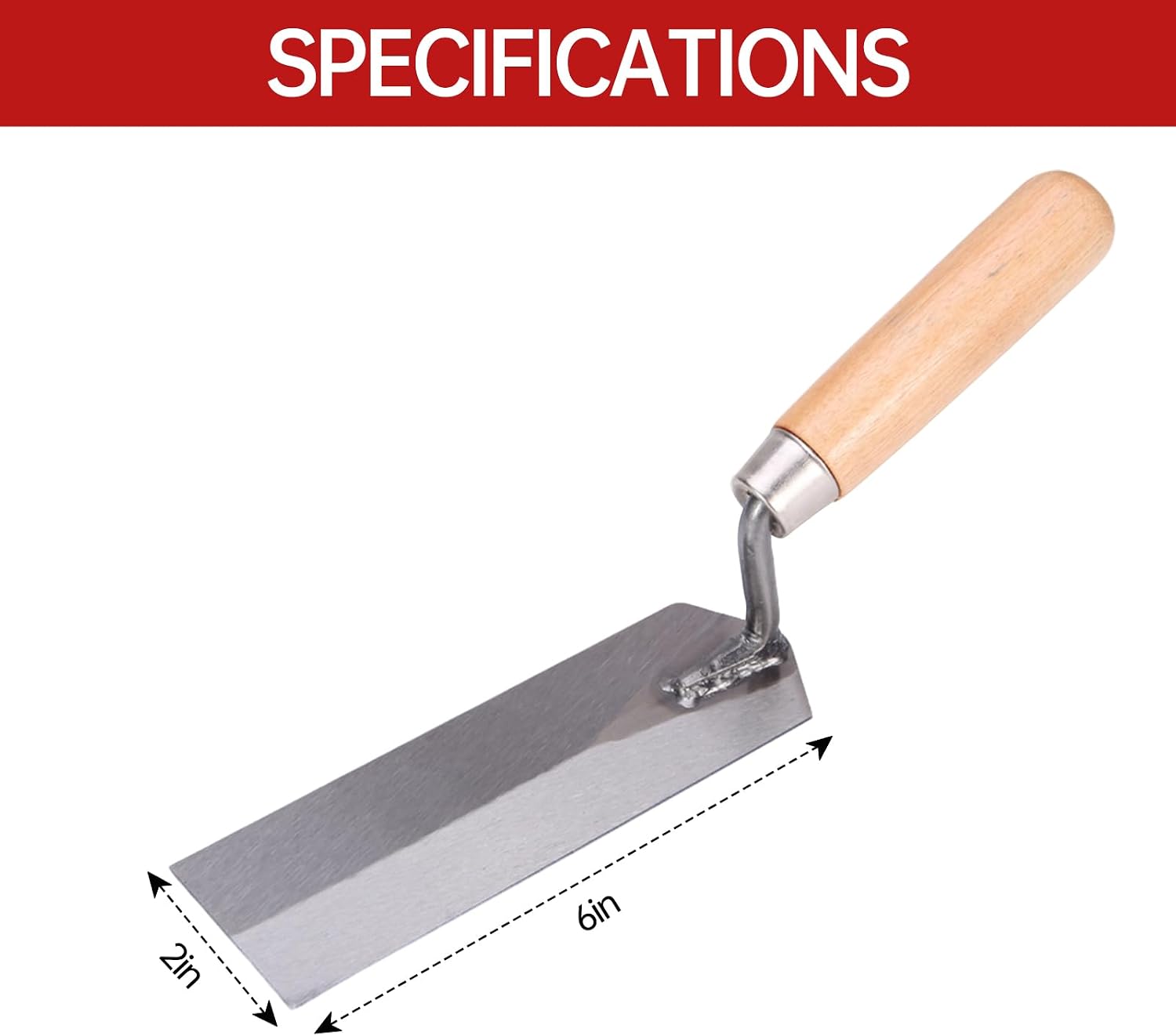 2-Piece Masonry Margin Trowel Set – 5" x 2" & 6" x 2" Carbon Steel Blades, Wood Handles, Concrete Trowel for Masonry