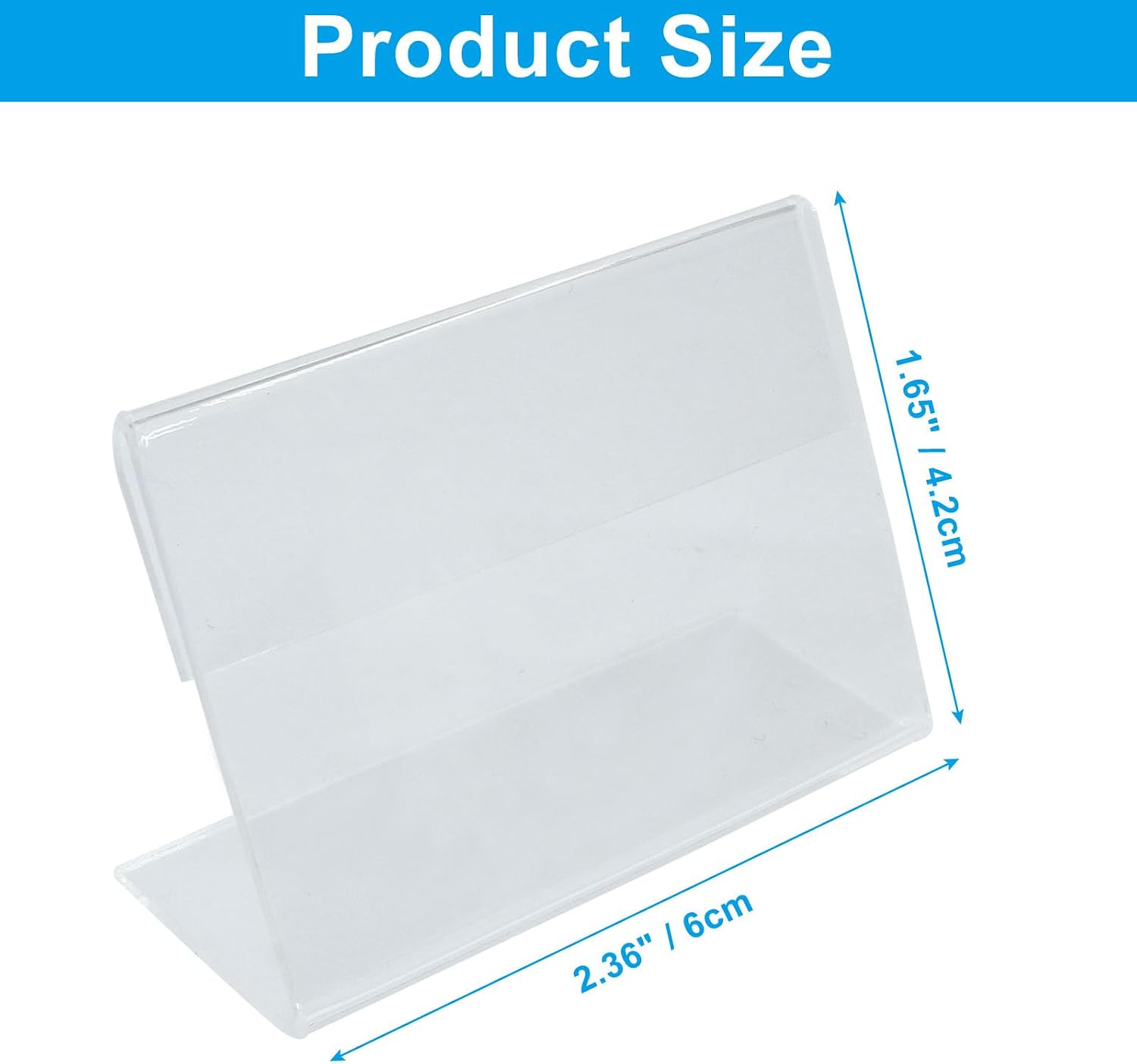 Clear Acrylic Sign Holder L Shaped, 2.36" x 1.57", 25 Pcs | Mini Display Holder, Plastic Table Counter Top Stand