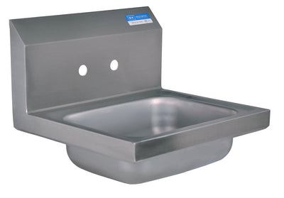 BK Resources BKHS-W-1410 Wall Mount Stainless Steel Hand Sink, 14" Wide x 10" Front-to-Back x 5" Deep Bowl