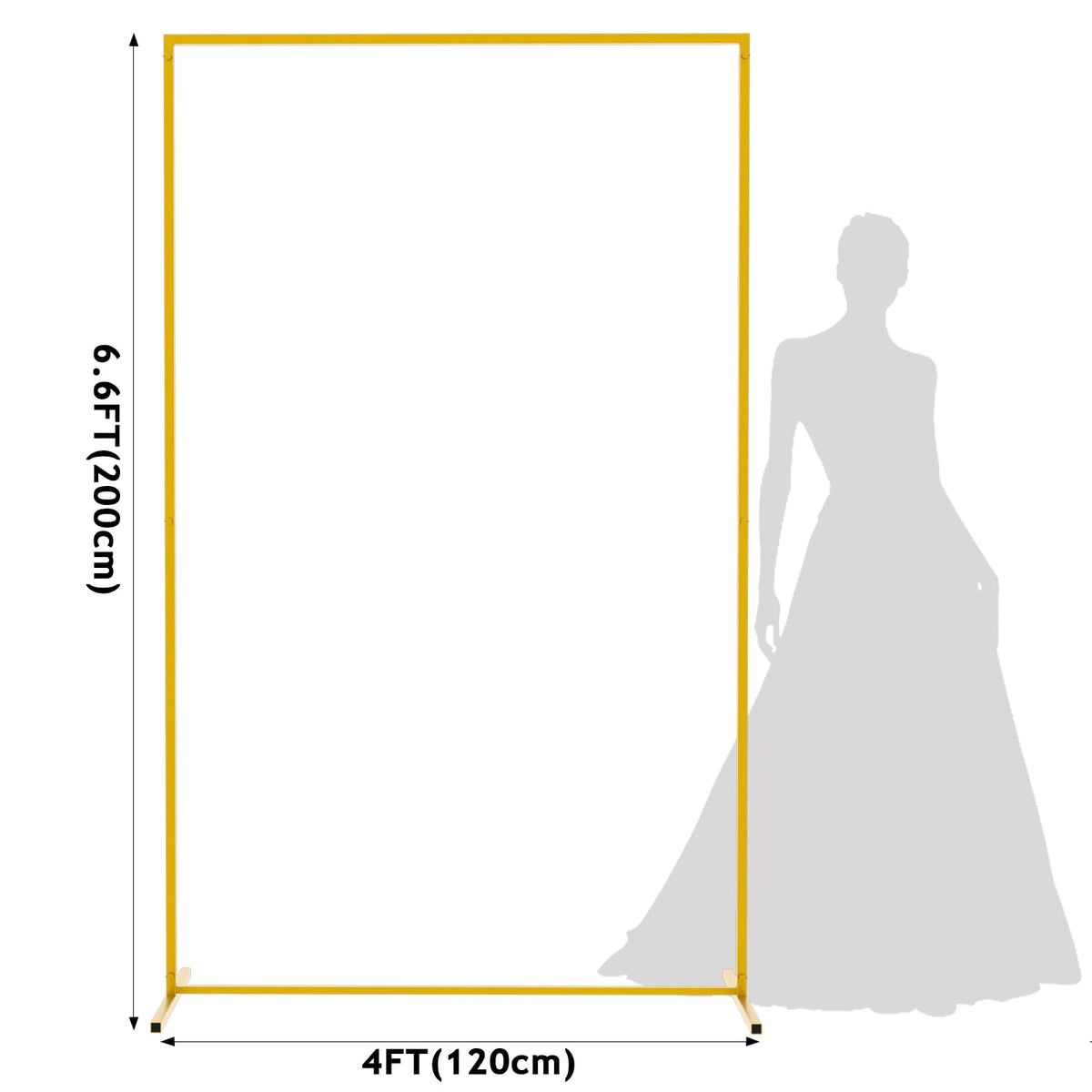 6.6FTx4FT Gold Wedding Arch Backdrop Stand Square Metal