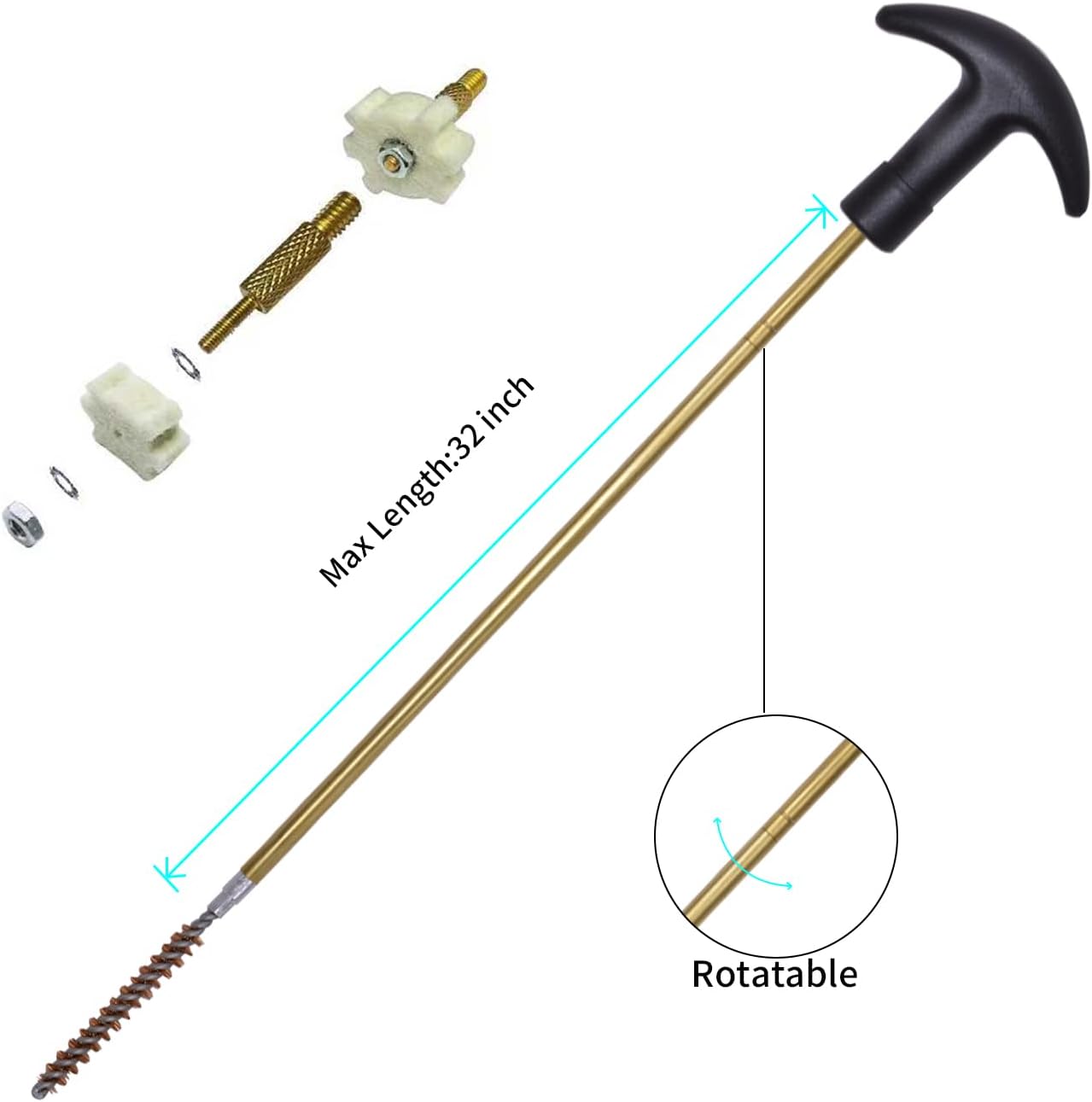 Gun Cleaning Kit for .22 .223Cal 5.56mm .22LR Rifle Pistol | Includes Bore Chamber Brush, Bore Mop, CLP Oil, Gun