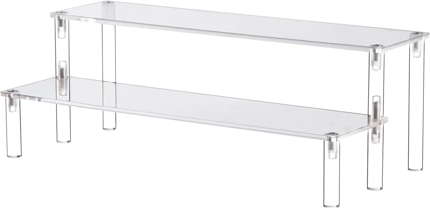 Clear Acrylic Display Riser 2 Tier Cupcake Stand Shelf for Decoration and Organizer