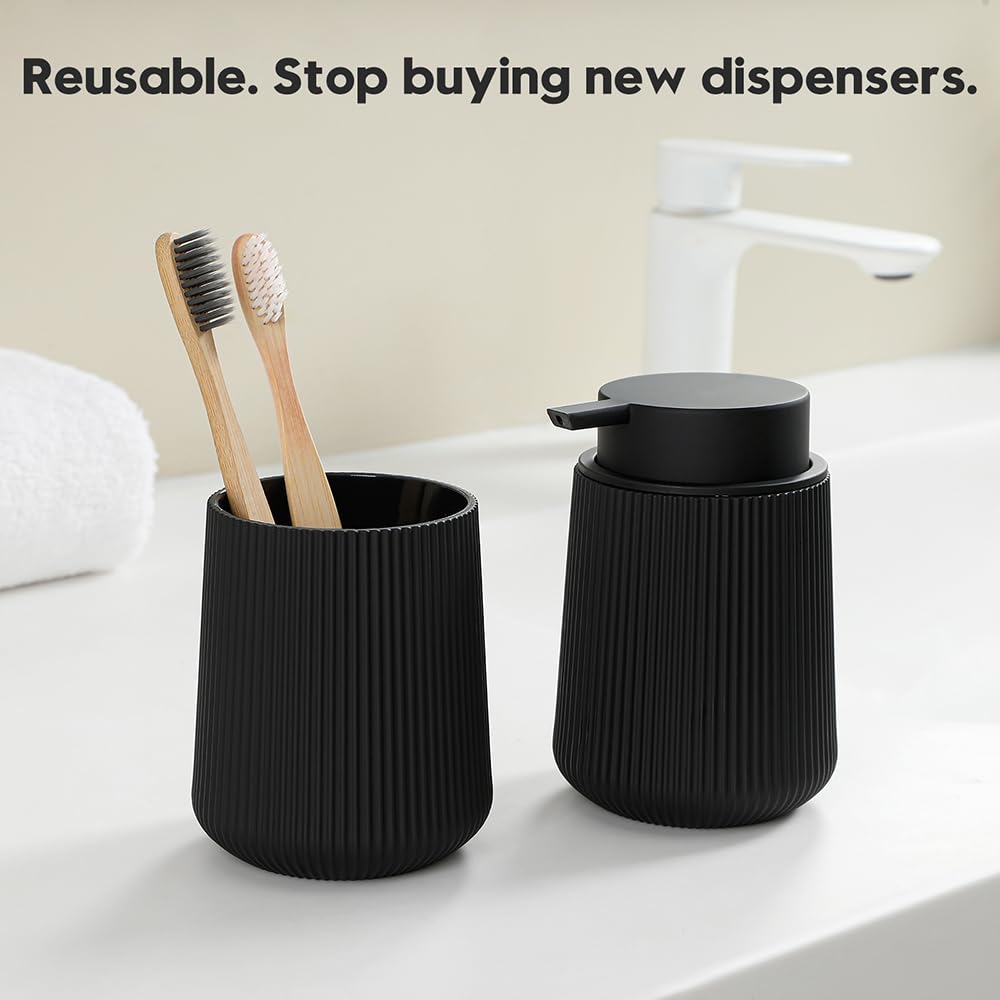 Striped Liquid Hand Soap Dispenser Black