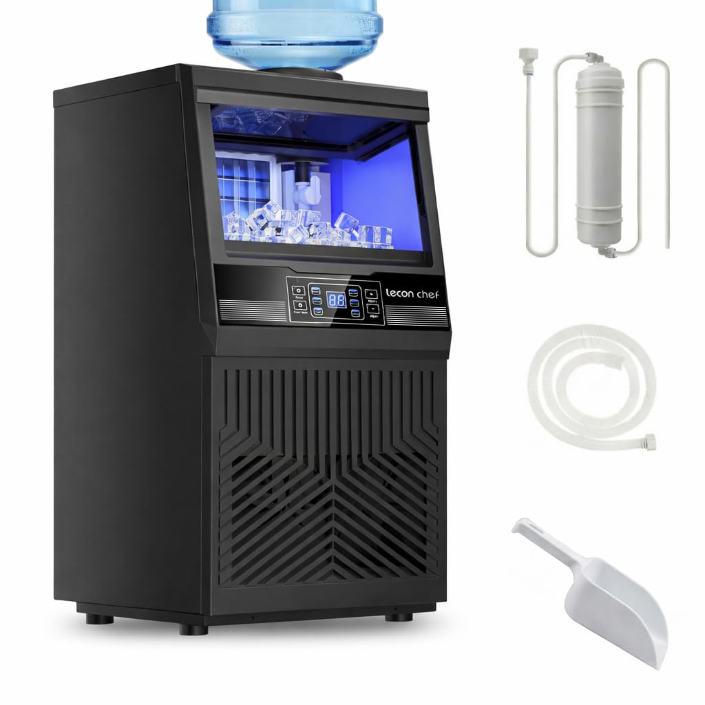 Commercial Ice Maker Machine 80Lbs/24H Dual Water Inlet Black