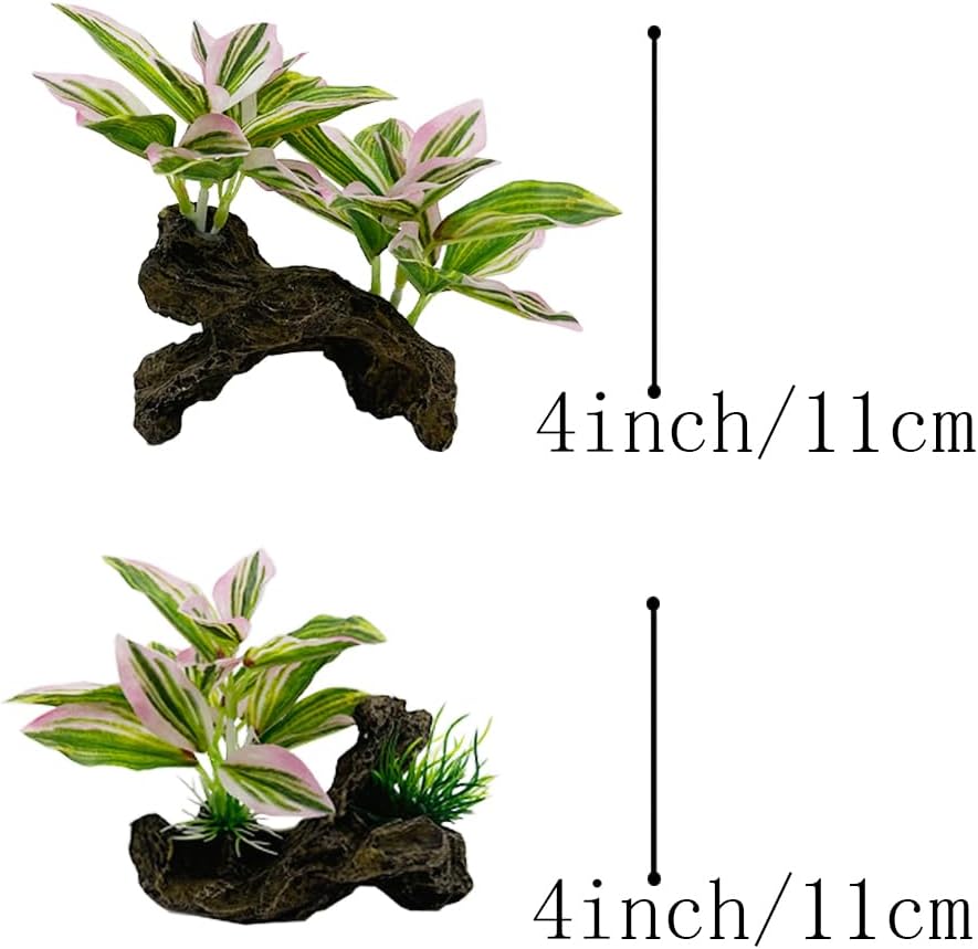 Fish Tank Decorations Aquarium Decor Ornaments Betta Pink/Green Leaf Pad Hammock Artificial Driftwood Goldfish Bowl