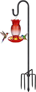 78" Heavy Duty Shepherds Hooks for Outdoor, Bird Feeder Pole with 5 Prong Base, Adjustable Height Shepherds Hook for
