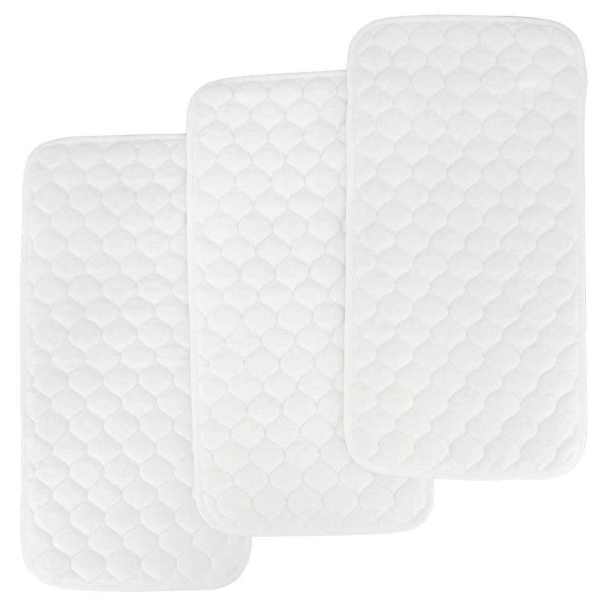 Quilted Thicker Waterproof Changing Pad Liners,3 Count(Snow White 13” x 27”)
