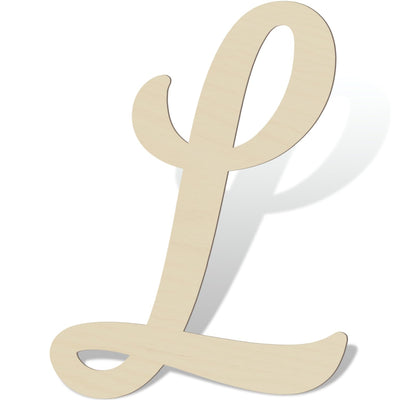 Large Wooden Letters 17 Inch Unfinished Cursive Wood Script Letters L
