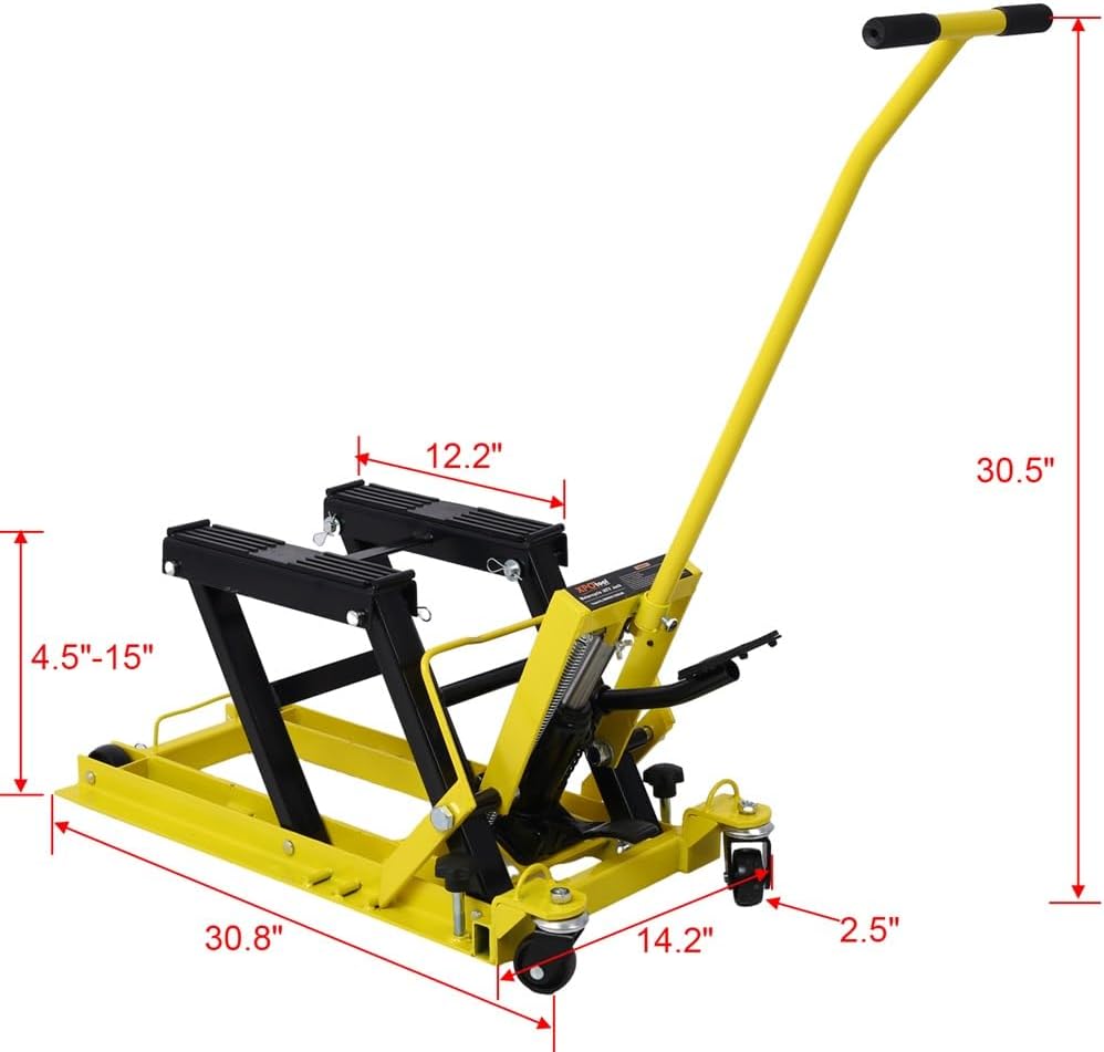 Hydraulic Motorcycle Lift Jack, 1500 LBS Capacity Foot-Operated Motorcycle Lift Table, ATV Scissor Lift Jack with