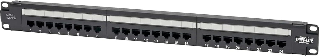 Eaton Tripp Lite Cat6 24-Port PoE+ Patch Panel, RJ45 Ethernet, 1U Rackmount, EIA/TIA 568A/B Wiring Standards for 110