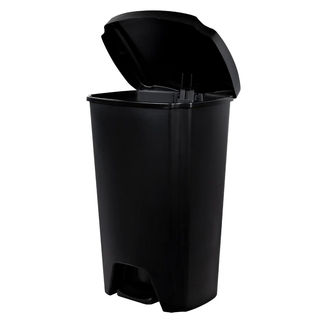 12.1 Gallon Kitchen Trash Can, Plastic Step Garbage Bin with Foot Pedal Lid, Black