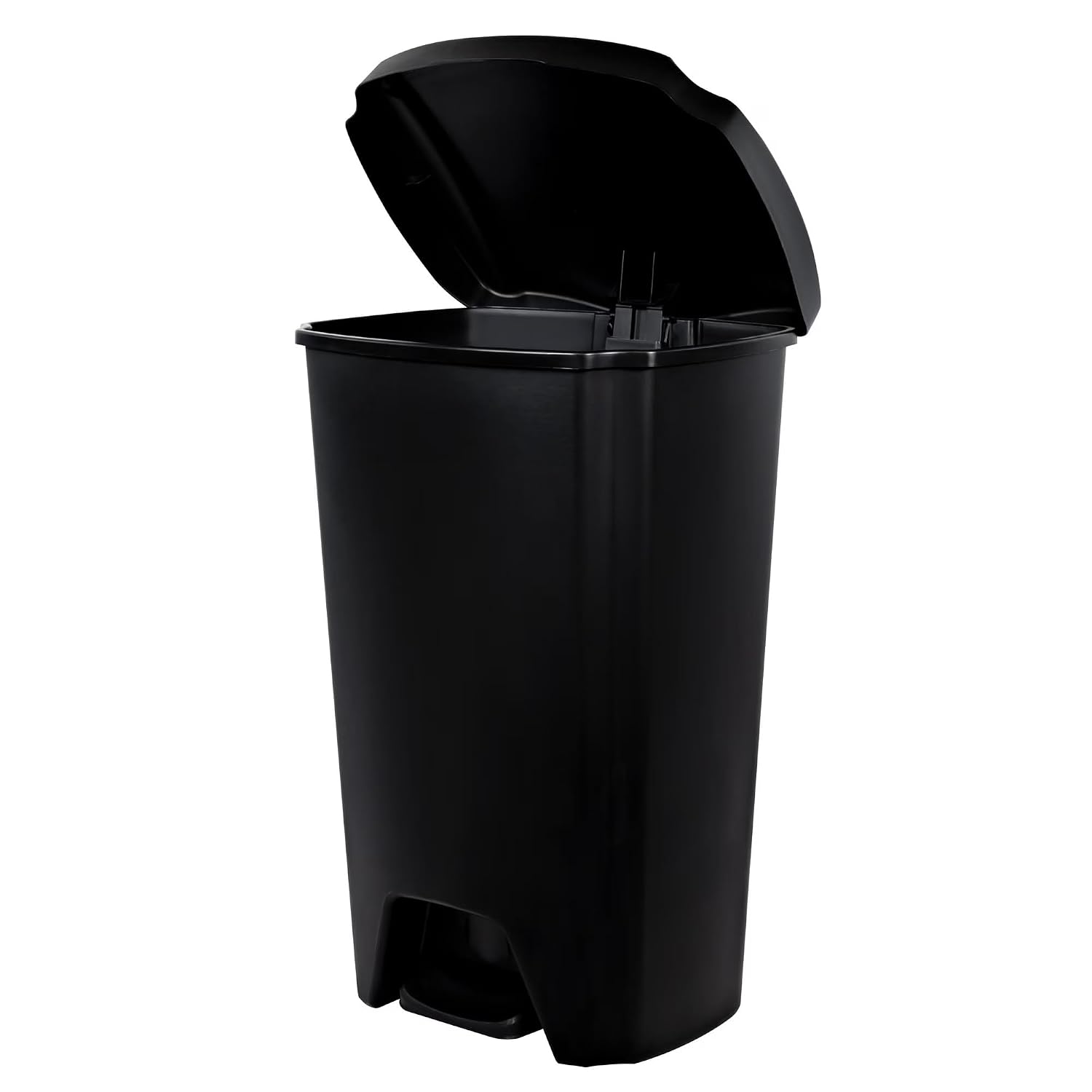 12.1 Gallon Kitchen Trash Can, Plastic Step Garbage Bin with Foot Pedal Lid, Black