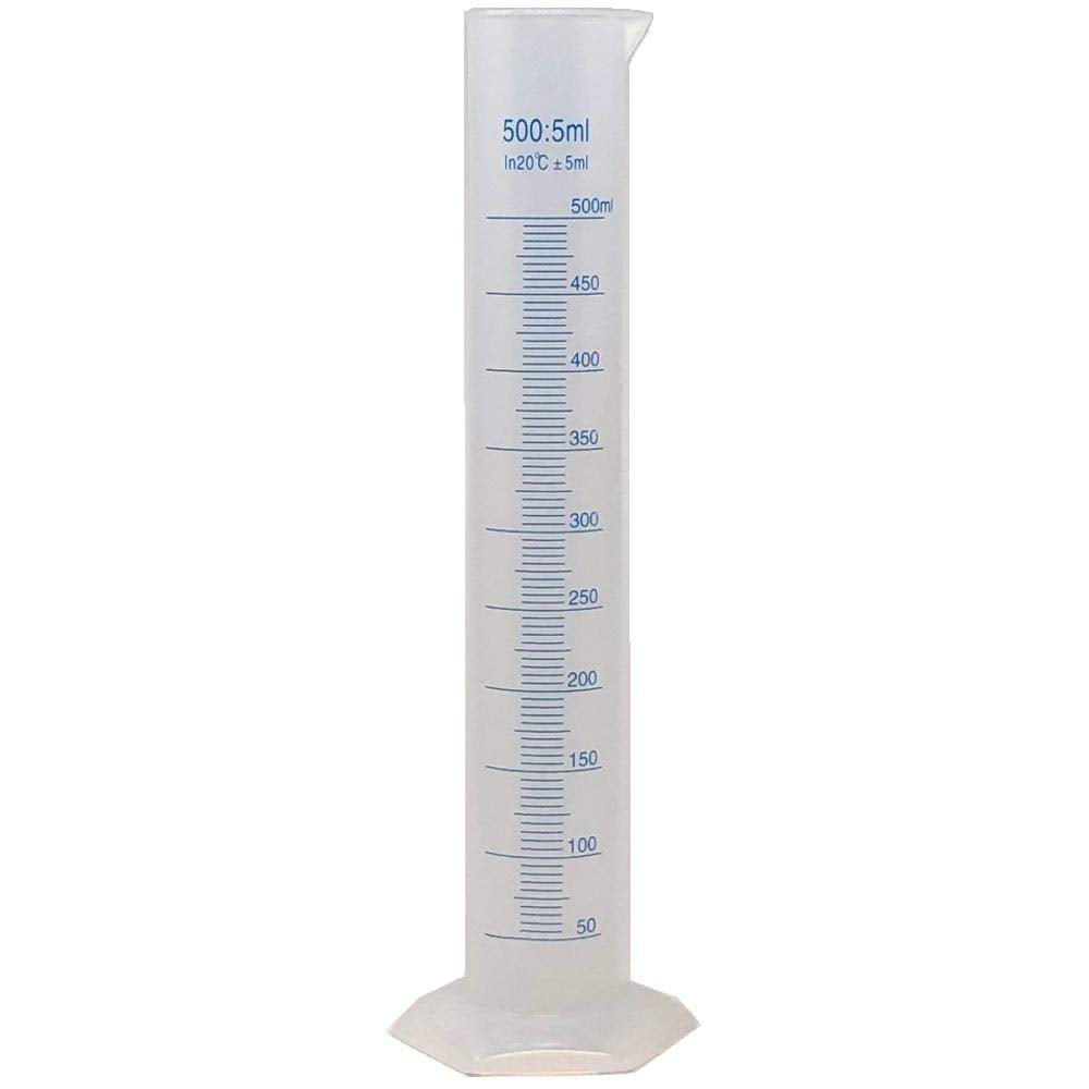 500ml Graduated Cylinder, Polypropylene, Printed Graduations, Karter Scientific 251Q2 (Single)