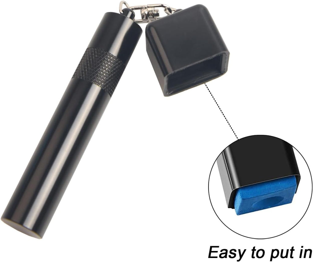 Pool Chalk Holder with Pool Cue Tip Shaper & Cue Tip Storage | Snooker & Billiards Pool Accessories, Portable Pool