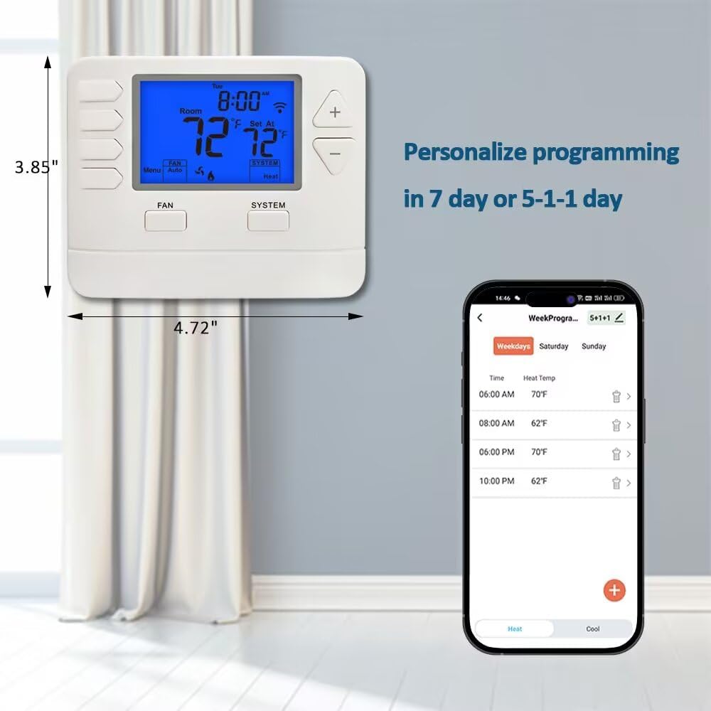 Smart WiFi Thermostat for Home with App Remote Control, Advanced Programmable Regulator for Ultimate Comfort