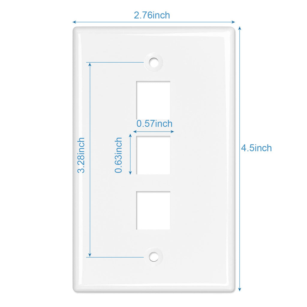 iwillink 3-Port Keystone Wall Plate 50-Pack, Ethernet Wall Plate